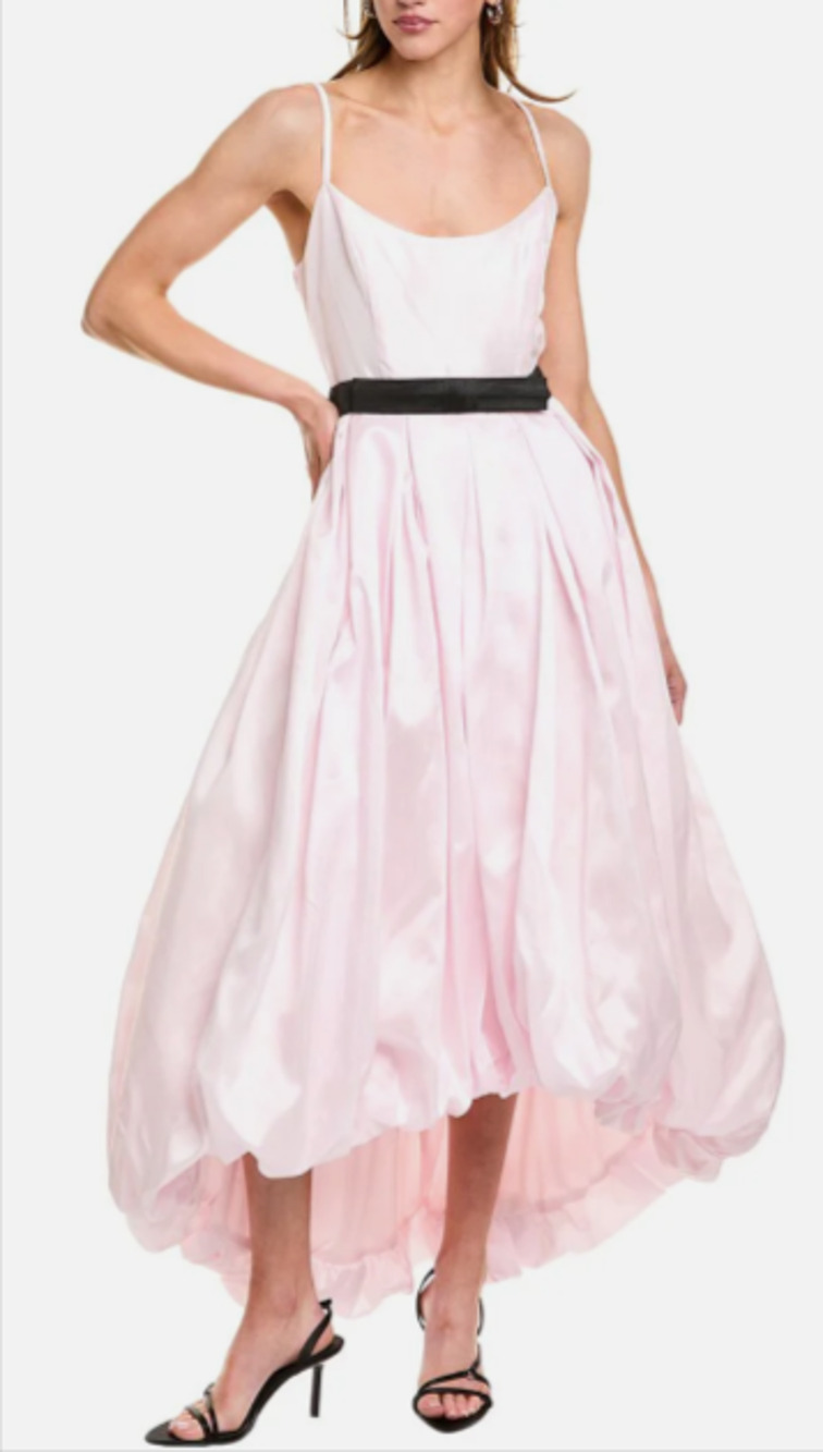 Hutch Diane Bubble Hem Midi Dress Ballet Pink Bow Waist - Size 6 MSRP $398